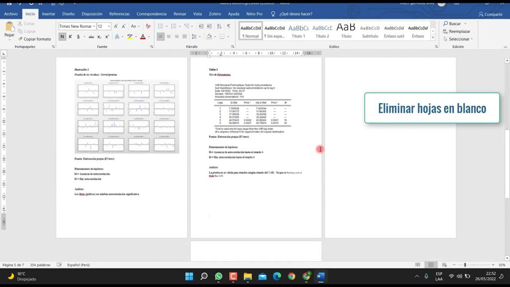 como eliminar una hoja de word en laptop hp