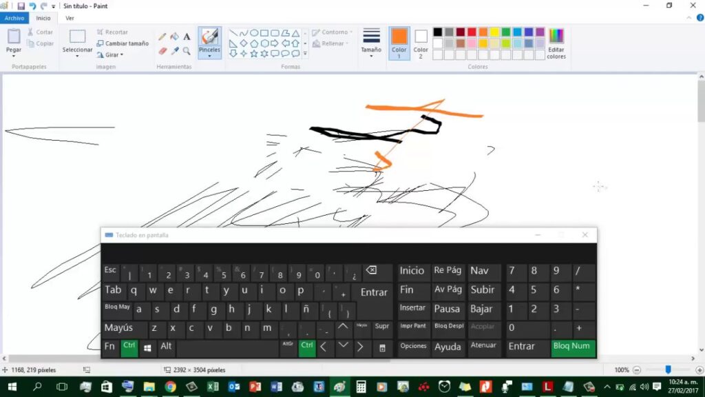 como hacer el borrador mas grande en paint laptop