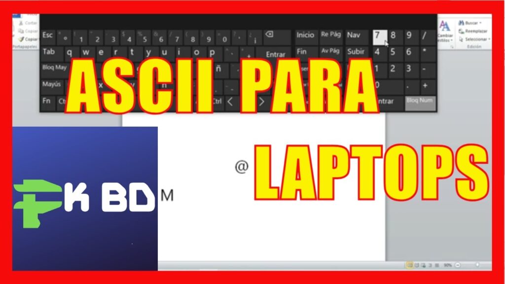 como poner codigo ascii en laptop