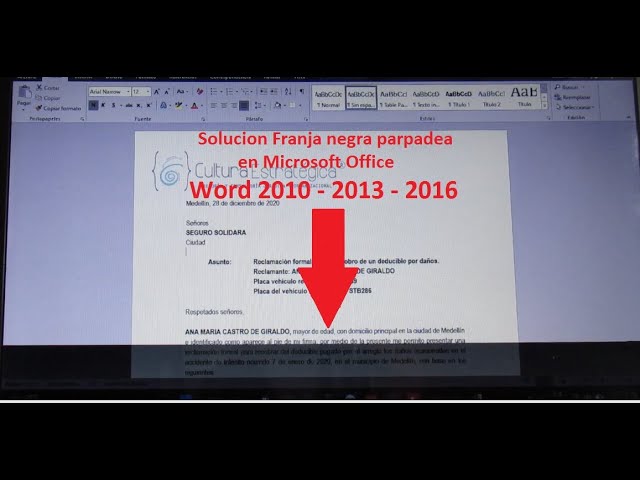 cuando estoy en word la pantalla parpadea